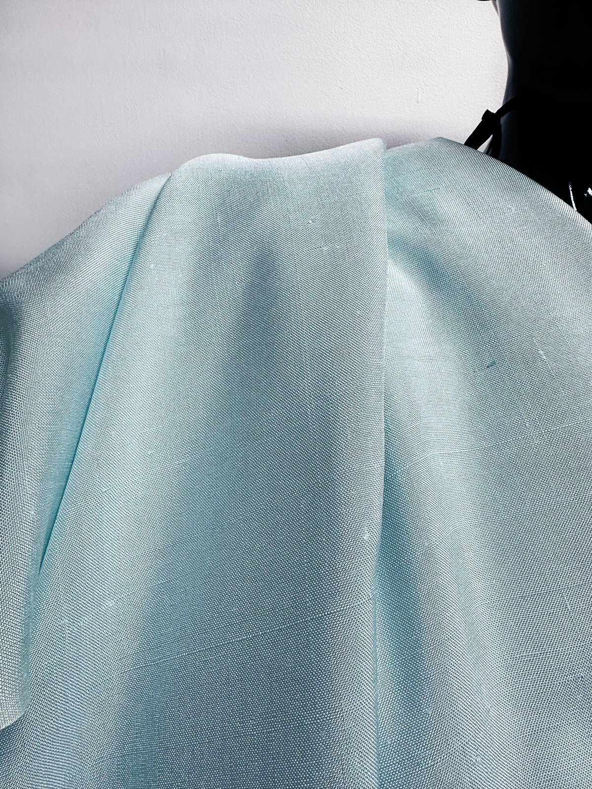 Vintage Robin's Egg Blue Silk Linen Weave Dupioni - L'Etoffe Fabrics LLC