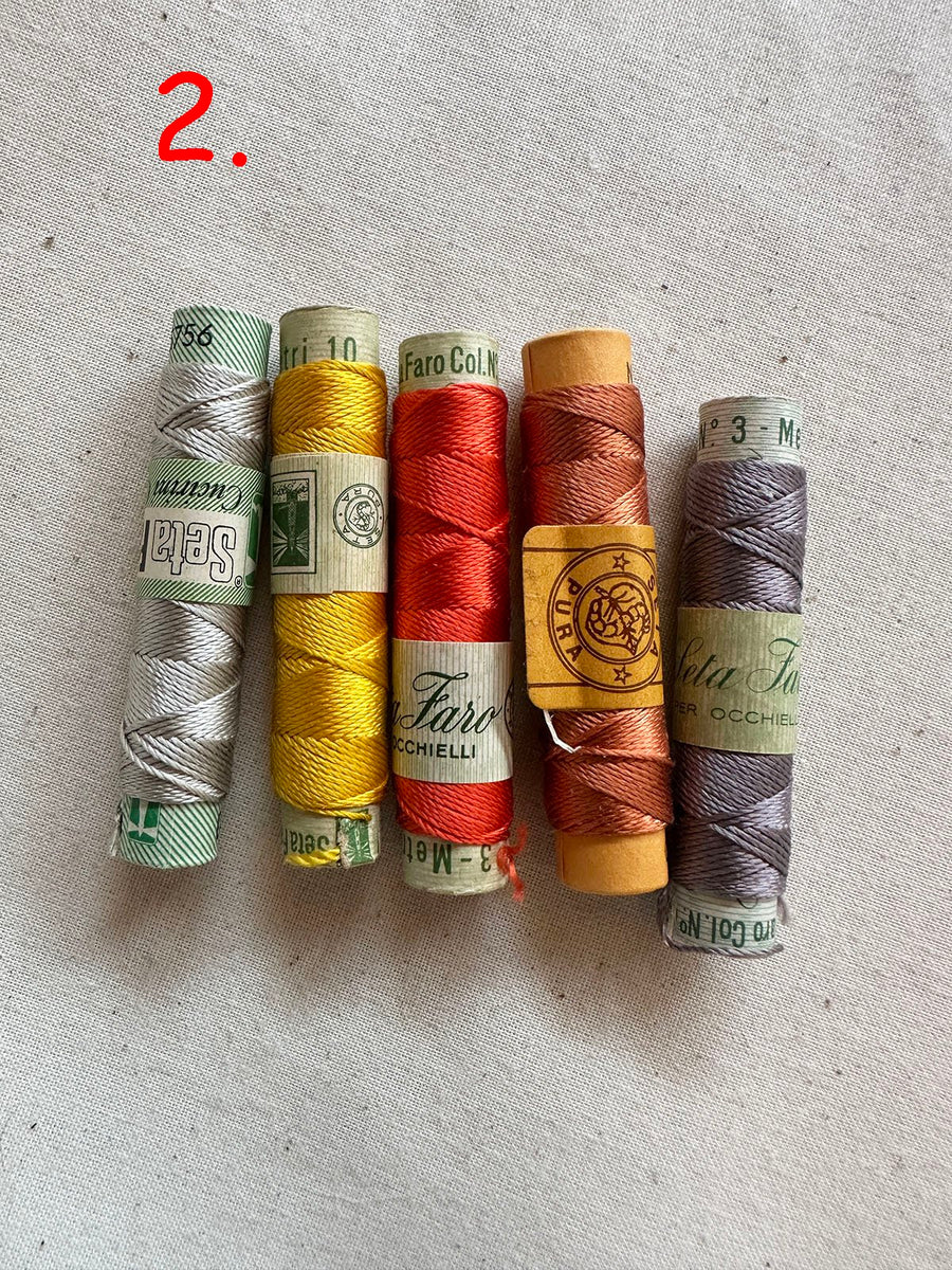 Vintage Silk Button Hole Thread Spools - L'Etoffe Fabrics LLC