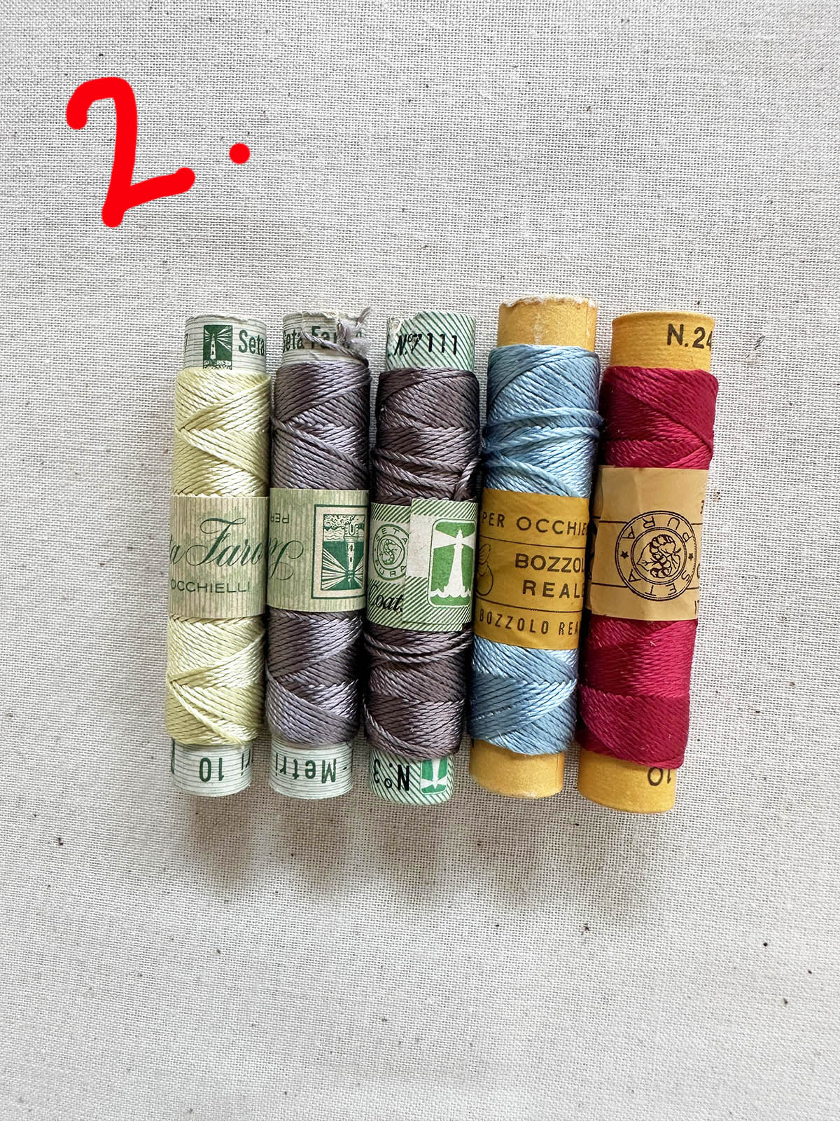 Vintage Silk Button Hole Thread Spools - L'Etoffe Fabrics LLC
