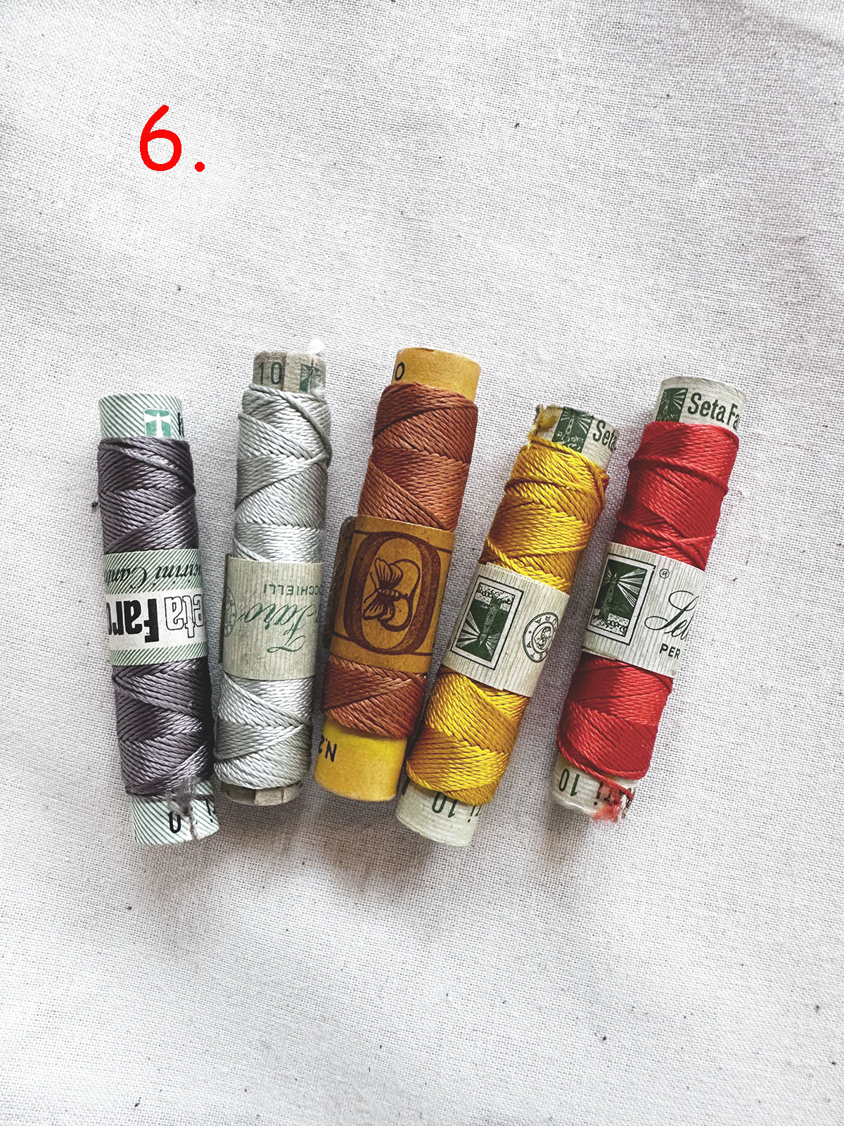 Vintage Silk Button Hole Thread Spools - L'Etoffe Fabrics LLC