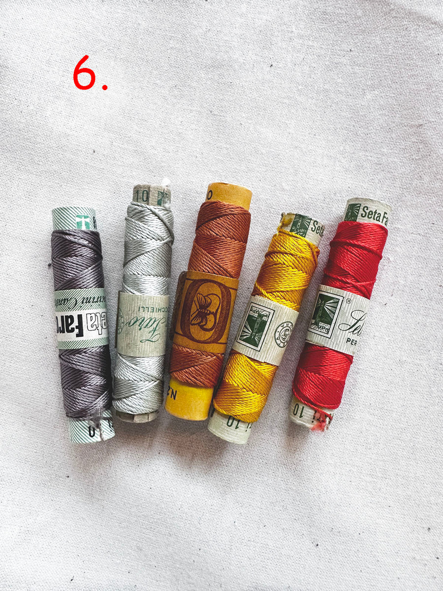 Vintage Silk Button Hole Thread Spools - L'Etoffe Fabrics LLC