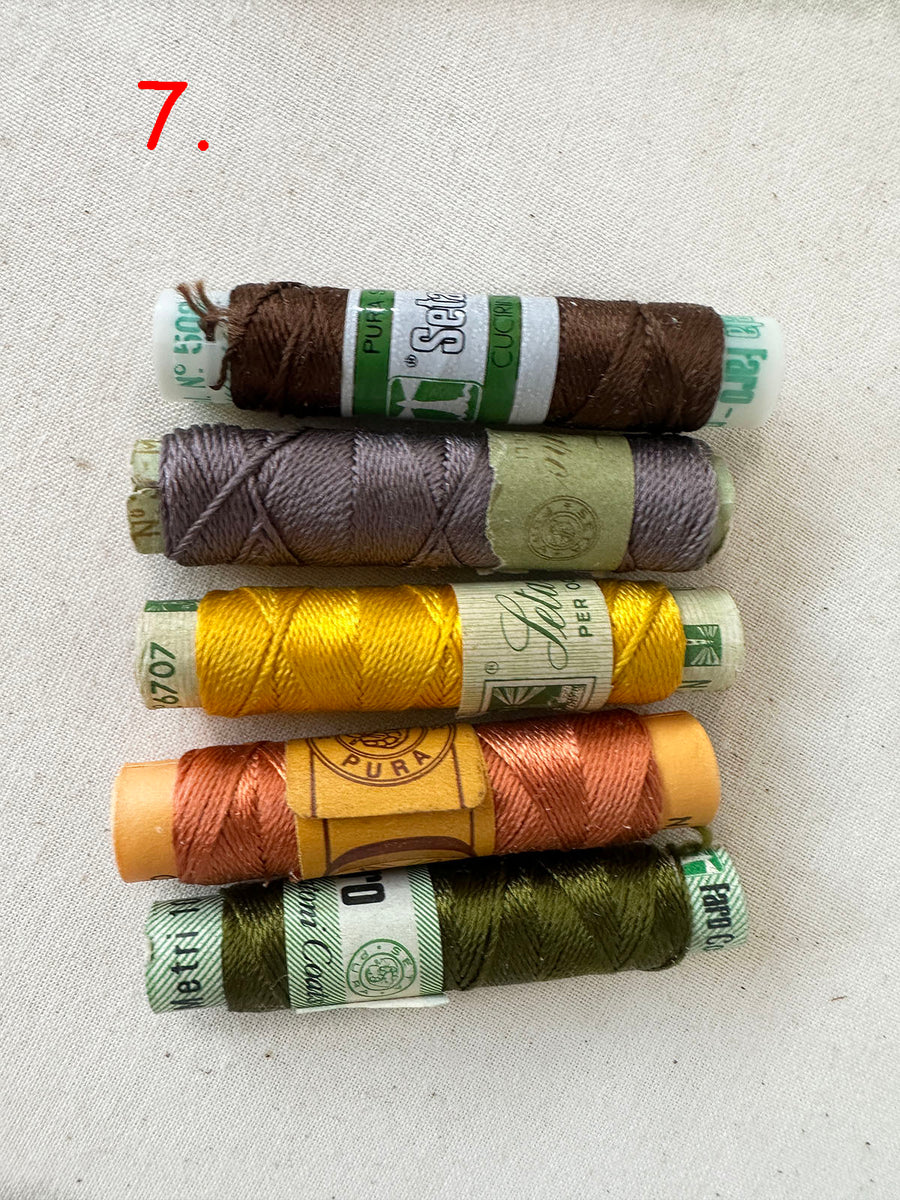 Vintage Silk Button Hole Thread Spools - L'Etoffe Fabrics LLC