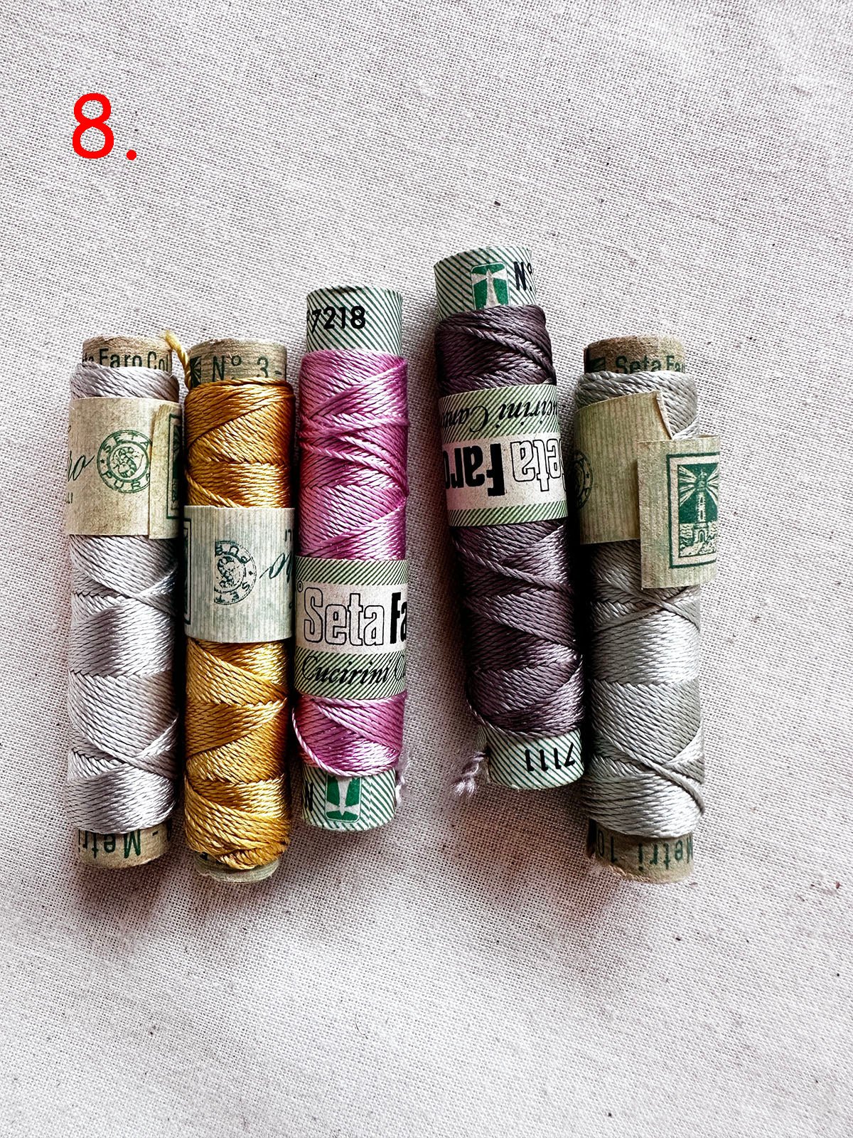 Vintage Silk Button Hole Thread Spools - L'Etoffe Fabrics LLC