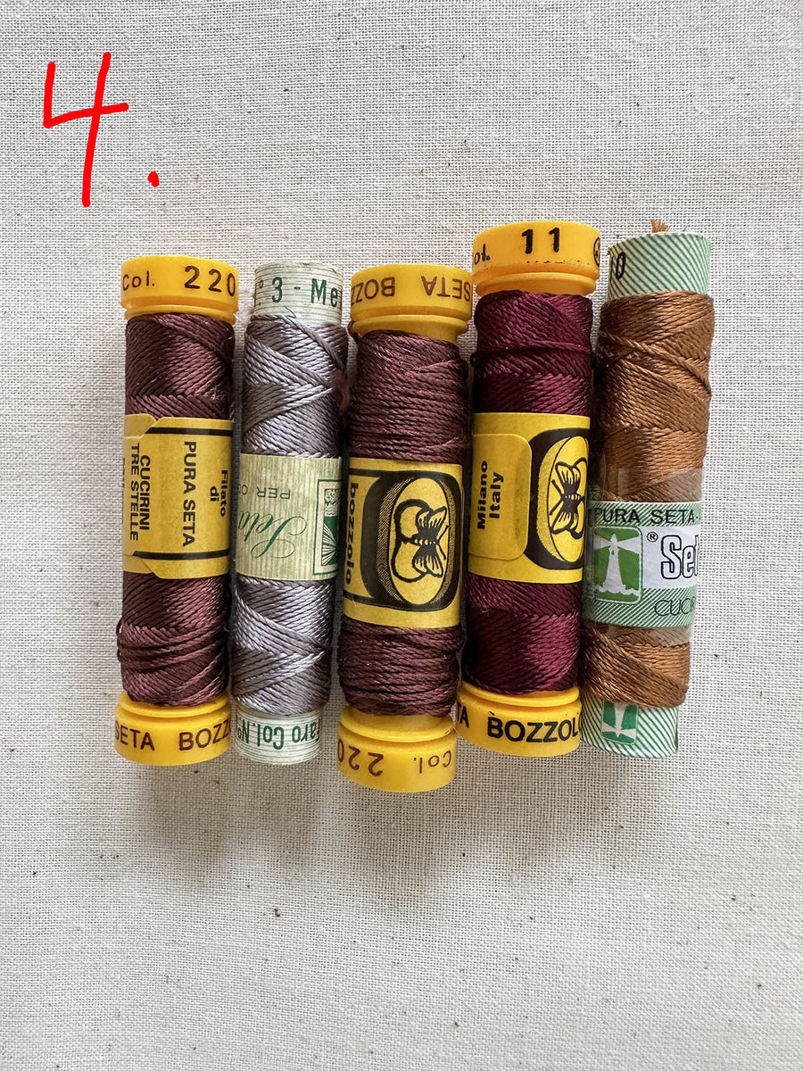 Vintage Silk Button Hole Thread Spools - L'Etoffe Fabrics LLC