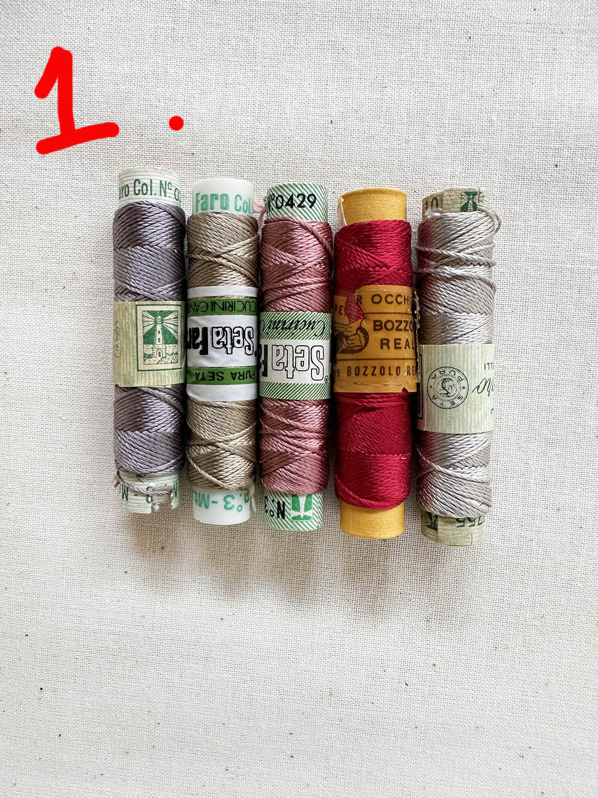 Vintage Silk Button Hole Thread Spools - L'Etoffe Fabrics LLC