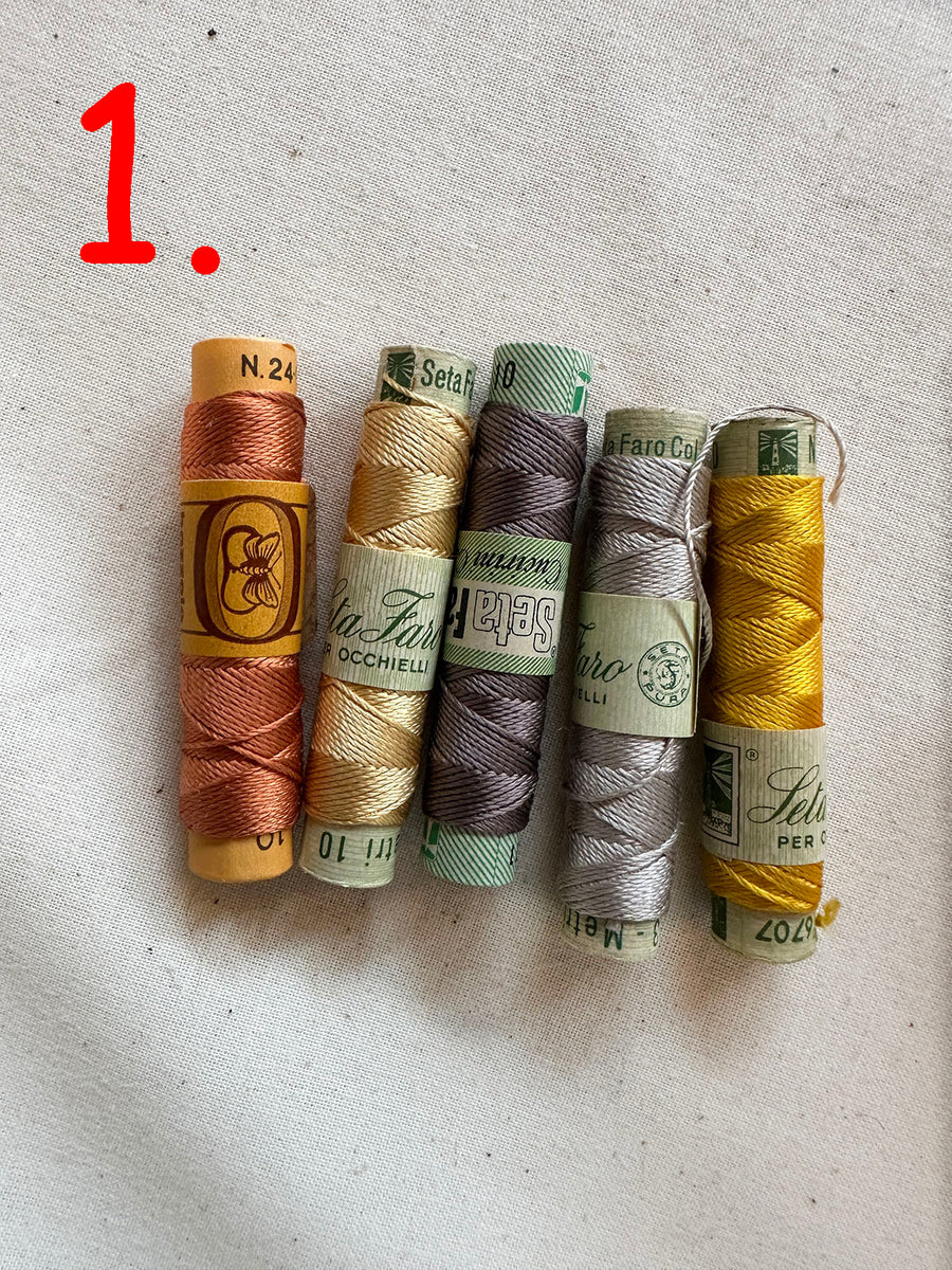 Vintage Silk Button Hole Thread Spools - L'Etoffe Fabrics LLC