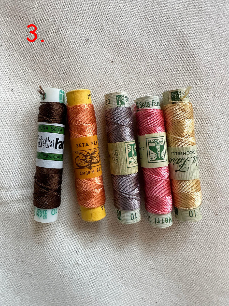 Vintage Silk Button Hole Thread Spools - L'Etoffe Fabrics LLC