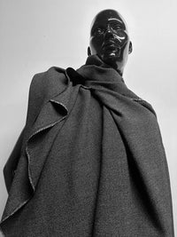 Vintage Solbiati Pebble Wool Crepe - Black - L'Etoffe Fabrics LLC