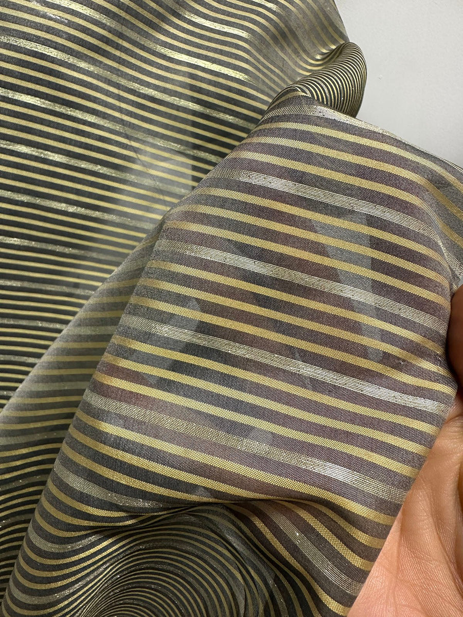 Vintage Striped Gold Organza - L'Etoffe Fabrics LLC