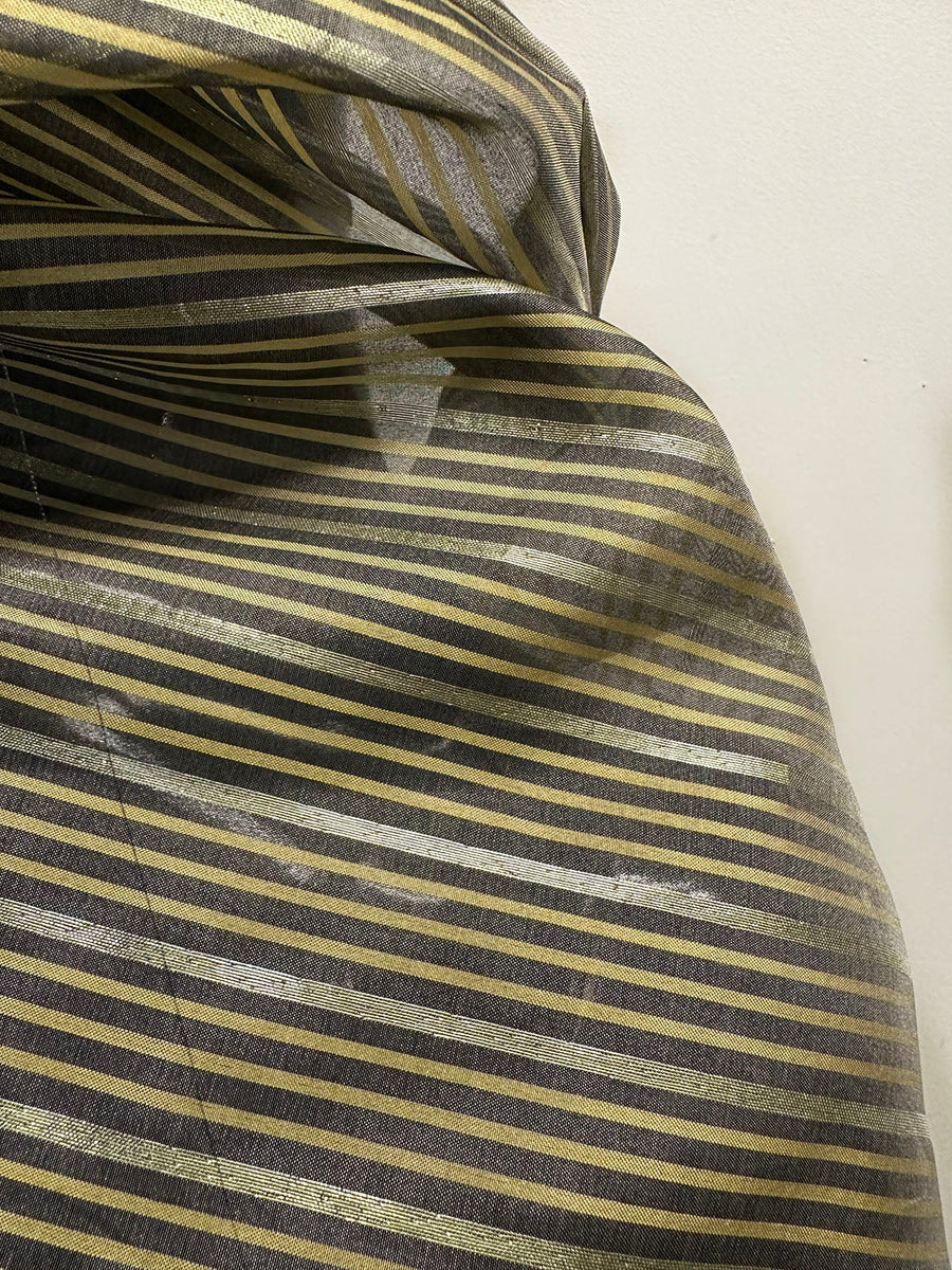 Vintage Striped Gold Organza - L'Etoffe Fabrics LLC