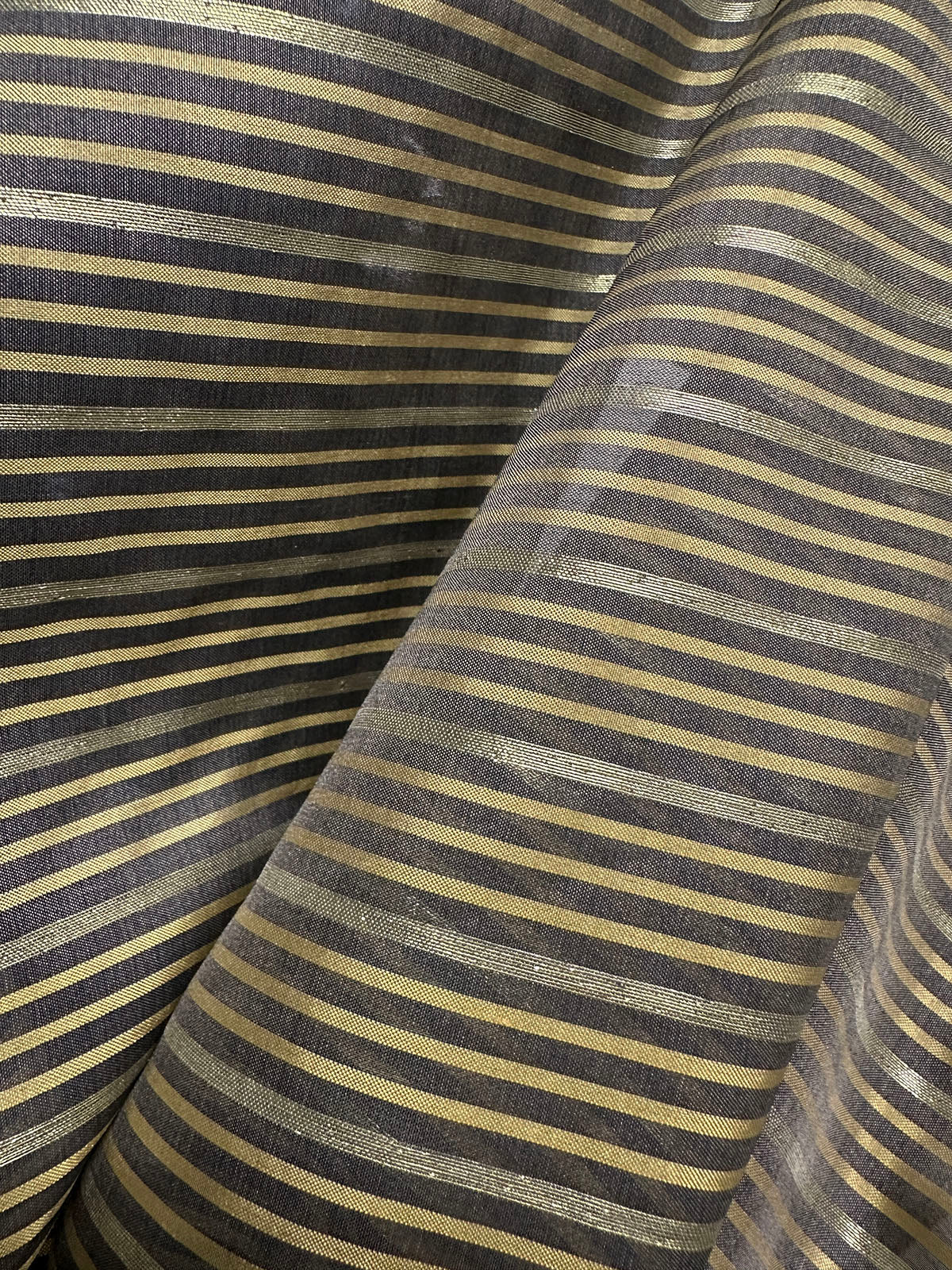 Vintage Striped Gold Organza - L'Etoffe Fabrics LLC