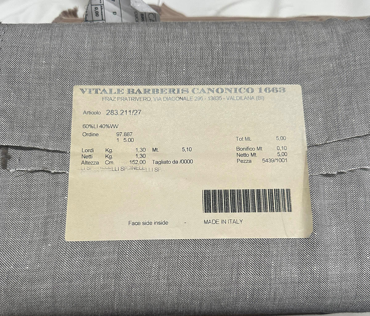 Vitale Barberis Canonico Wool Linen Herringbone Suiting - L'Etoffe Fabrics LLC