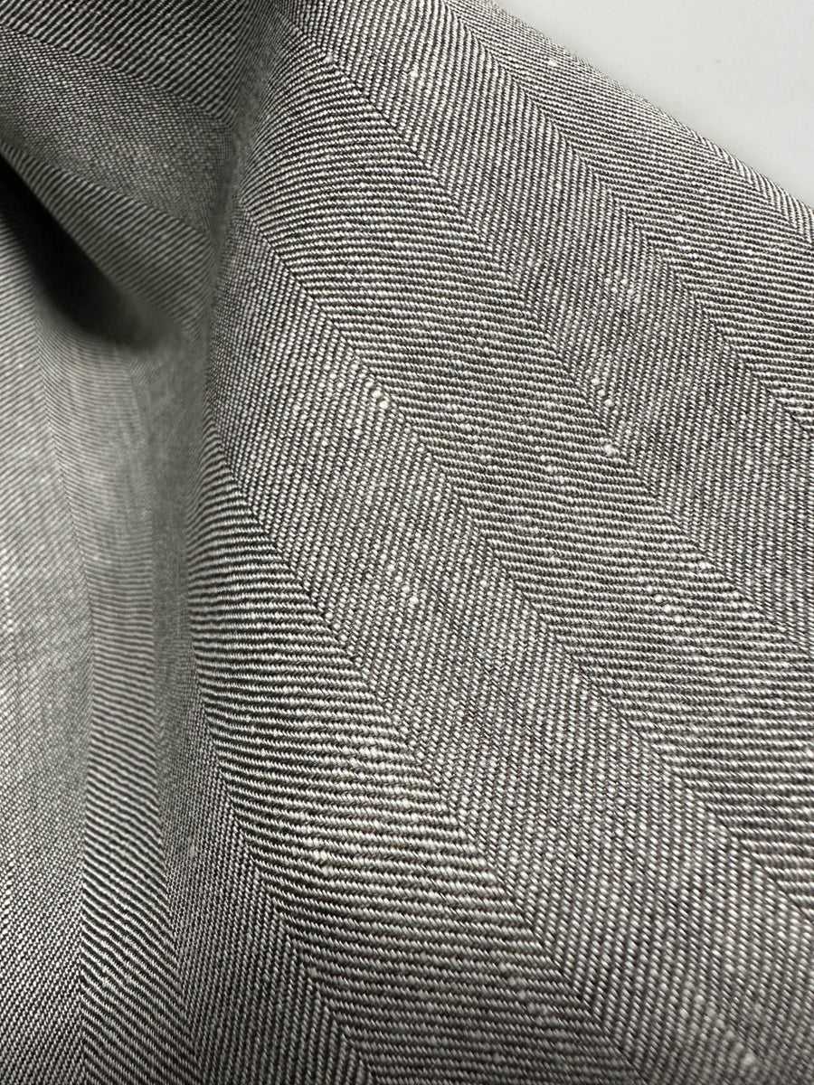 Vitale Barberis Canonico Wool Linen Herringbone Suiting - L'Etoffe Fabrics LLC