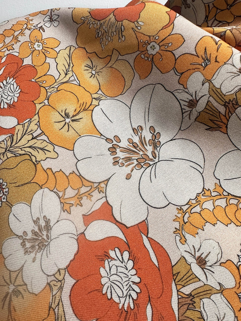 Warm Floral Rayon Twill Fabric - L'Etoffe Fabrics LLC