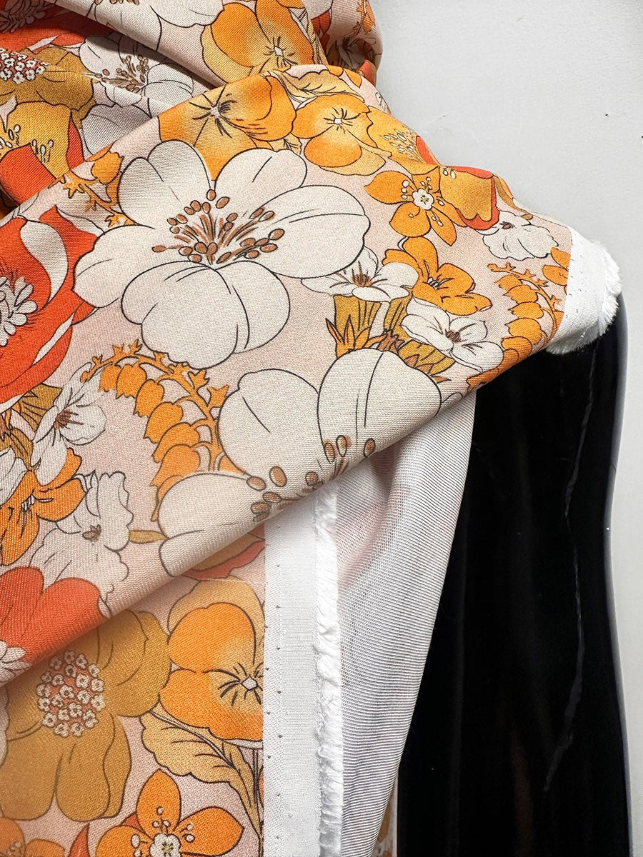Warm Floral Rayon Twill Fabric - L'Etoffe Fabrics LLC