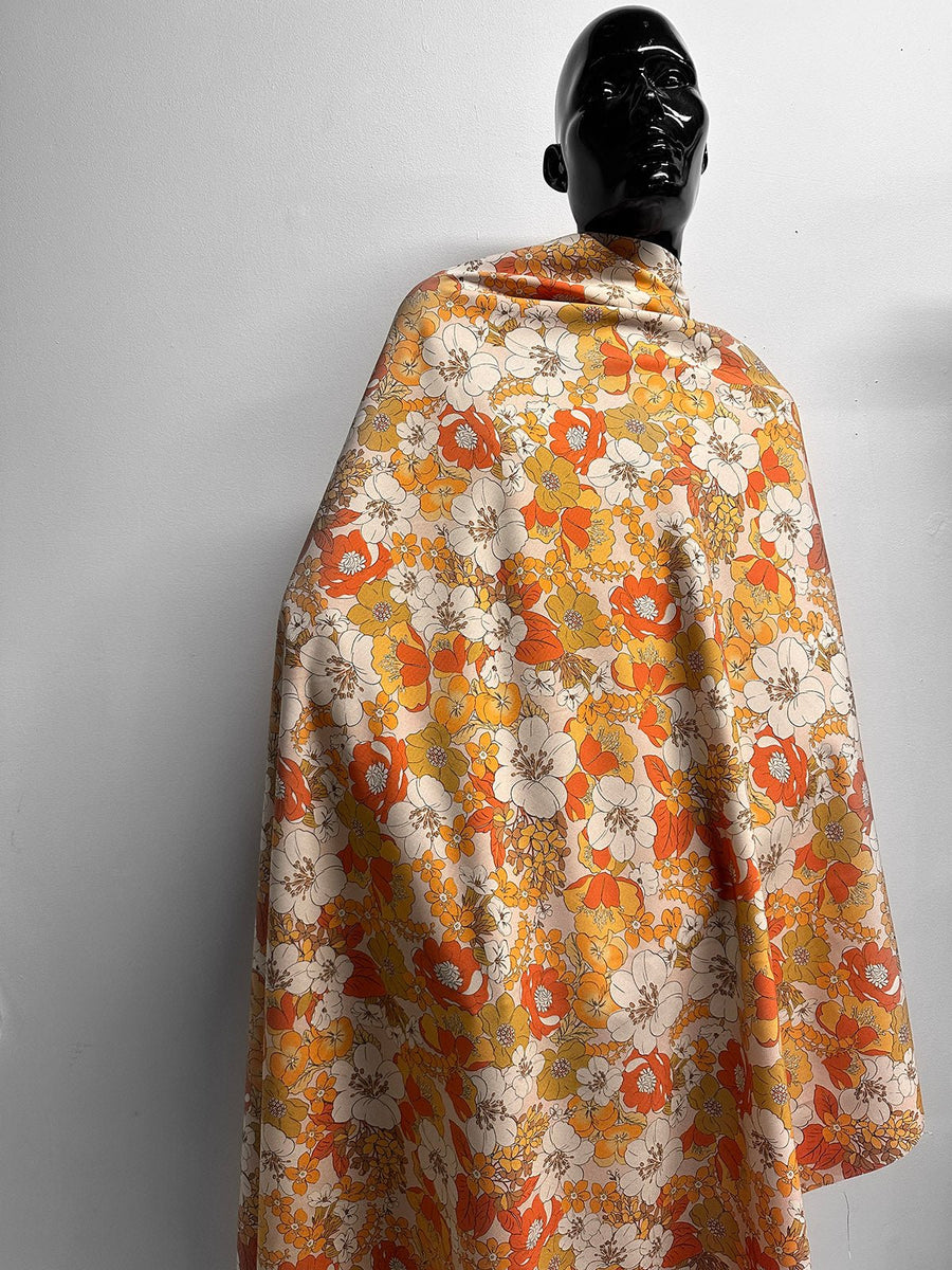 Warm Floral Rayon Twill Fabric - L'Etoffe Fabrics LLC