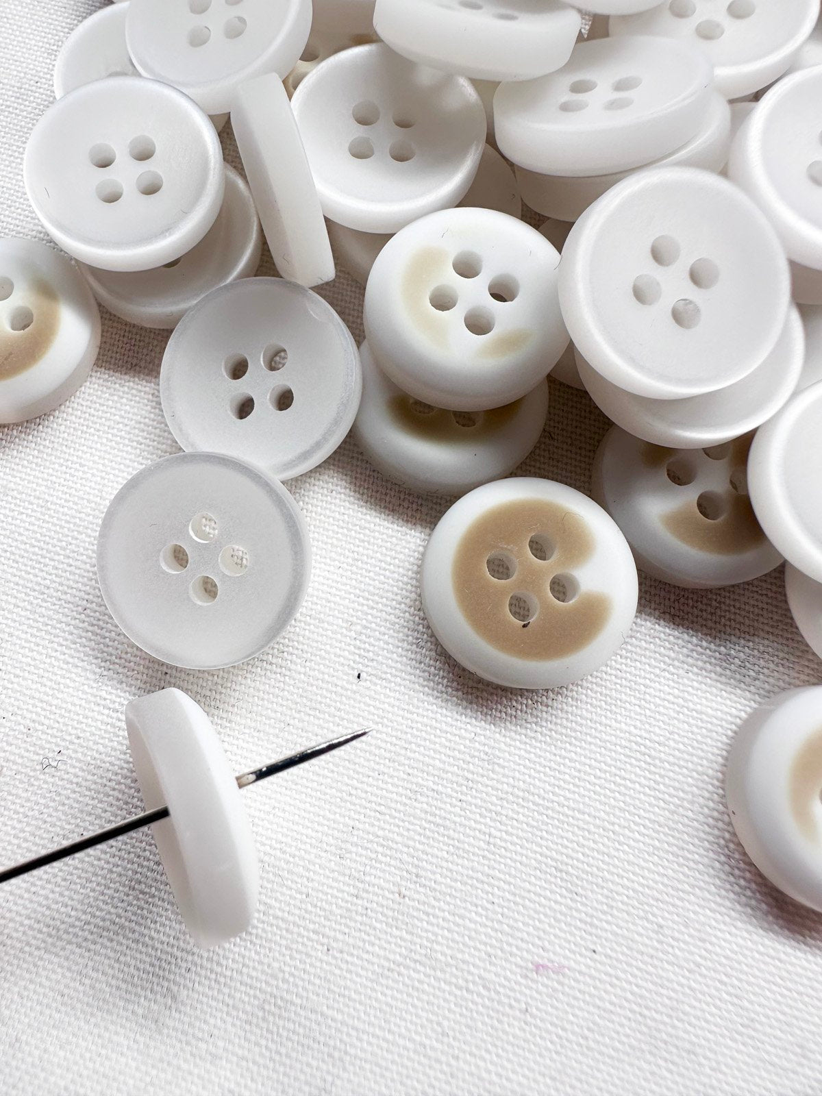 White Matte Shirt Buttons - L'Etoffe Fabrics LLC