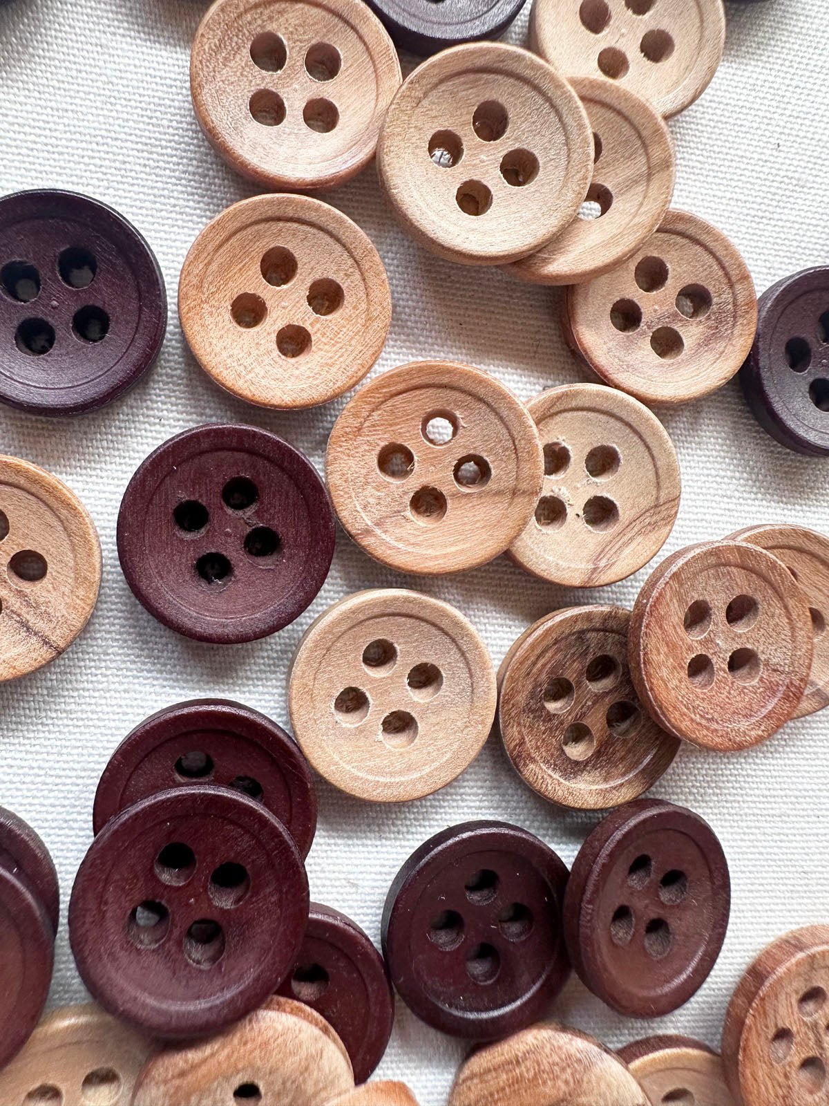 Wooden Convex 4 Hole Buttons - L'Etoffe Fabrics LLC