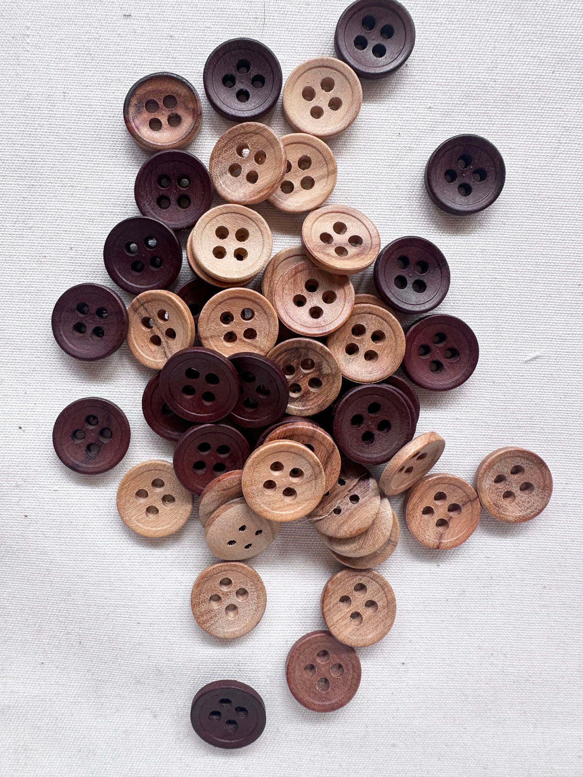 Wooden Convex 4 Hole Buttons - L'Etoffe Fabrics LLC