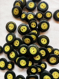 Yellow Black Spiral Designer Buttons Per 6 - L'Etoffe Fabrics LLC